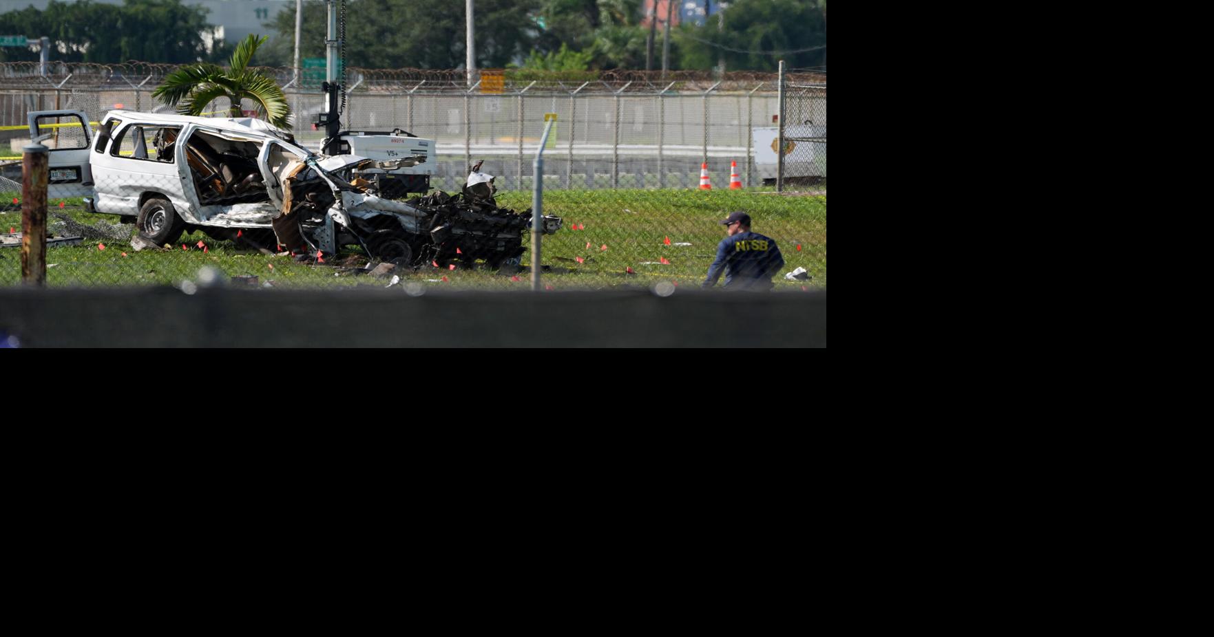 All 5 killed in Miami cargo jet crash were in a van used by plane cleaners
