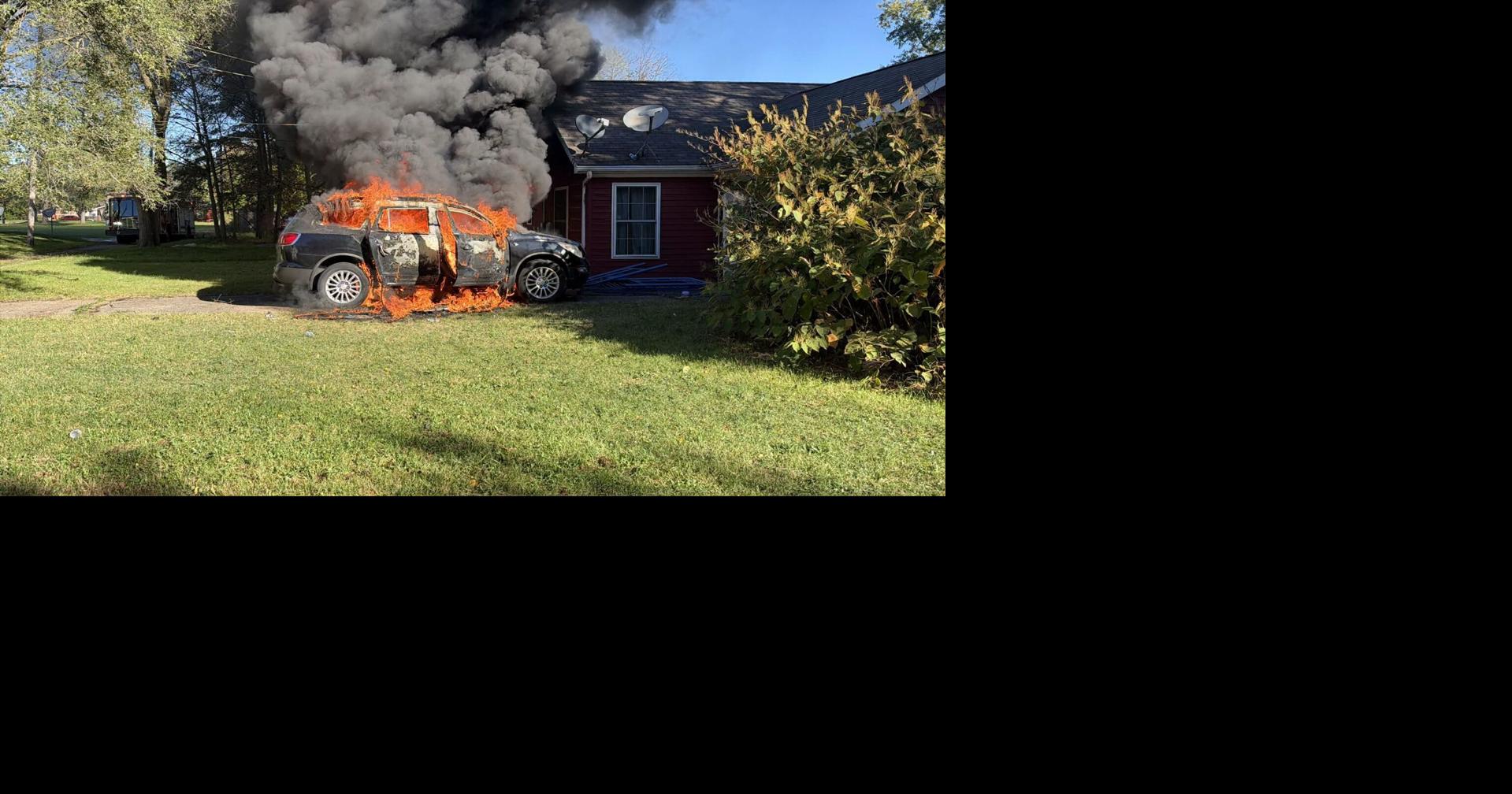 Vehicle catches house on fire in Benton Harbor
