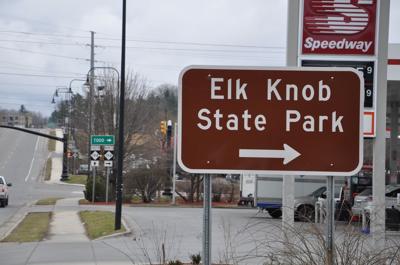 Elk Knob State Park sign on 421
