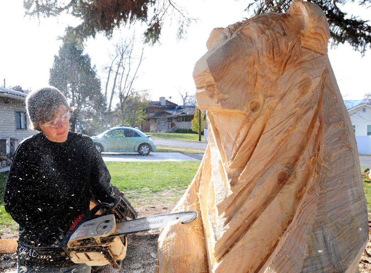 Carving a passion Idaho woman uses chainsaw to create lifesize
