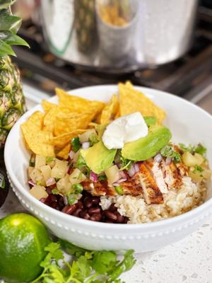 Pineapple Salsa Burrito Bowls