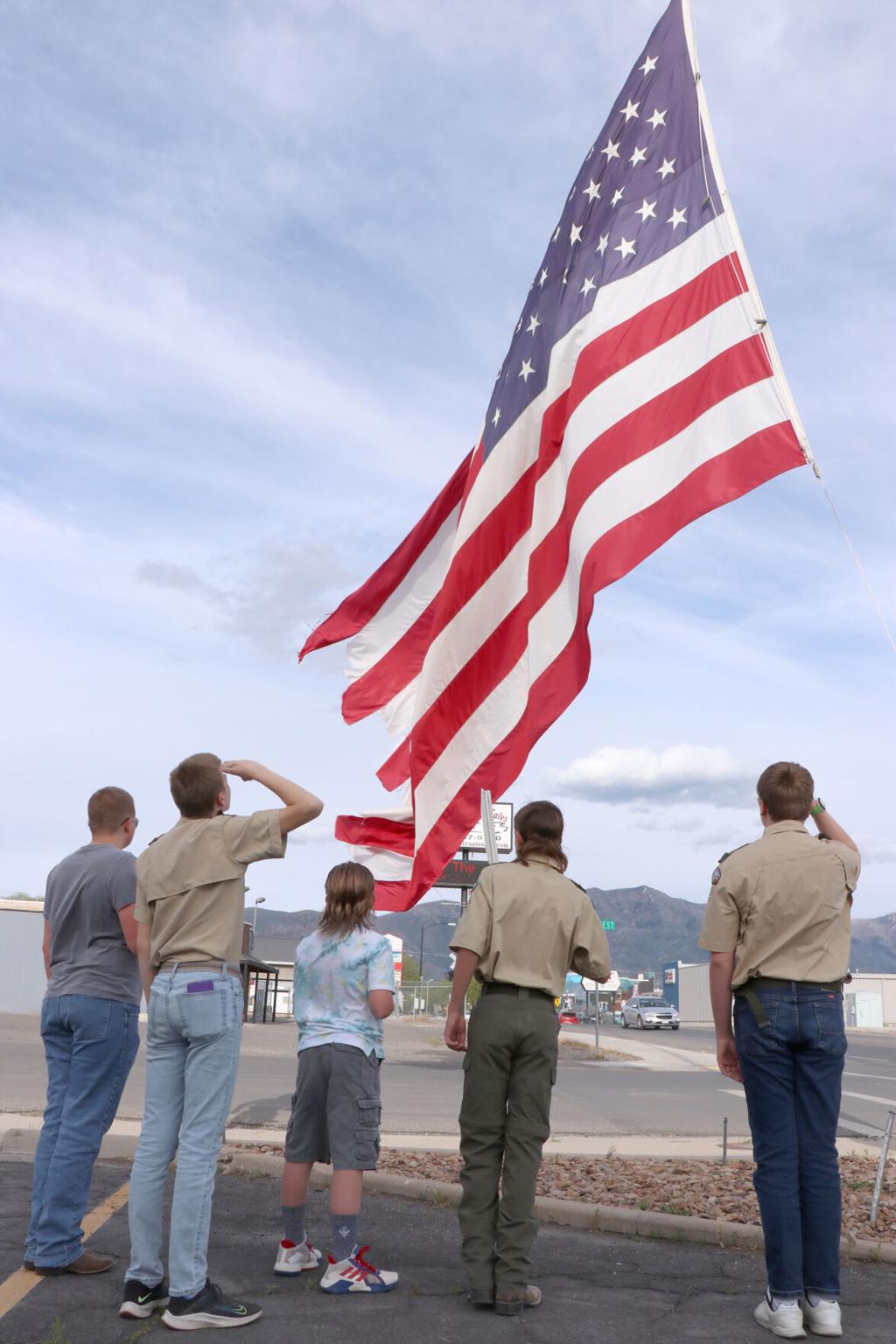 A giant American flag is unfurled on the field of Citizens Bank