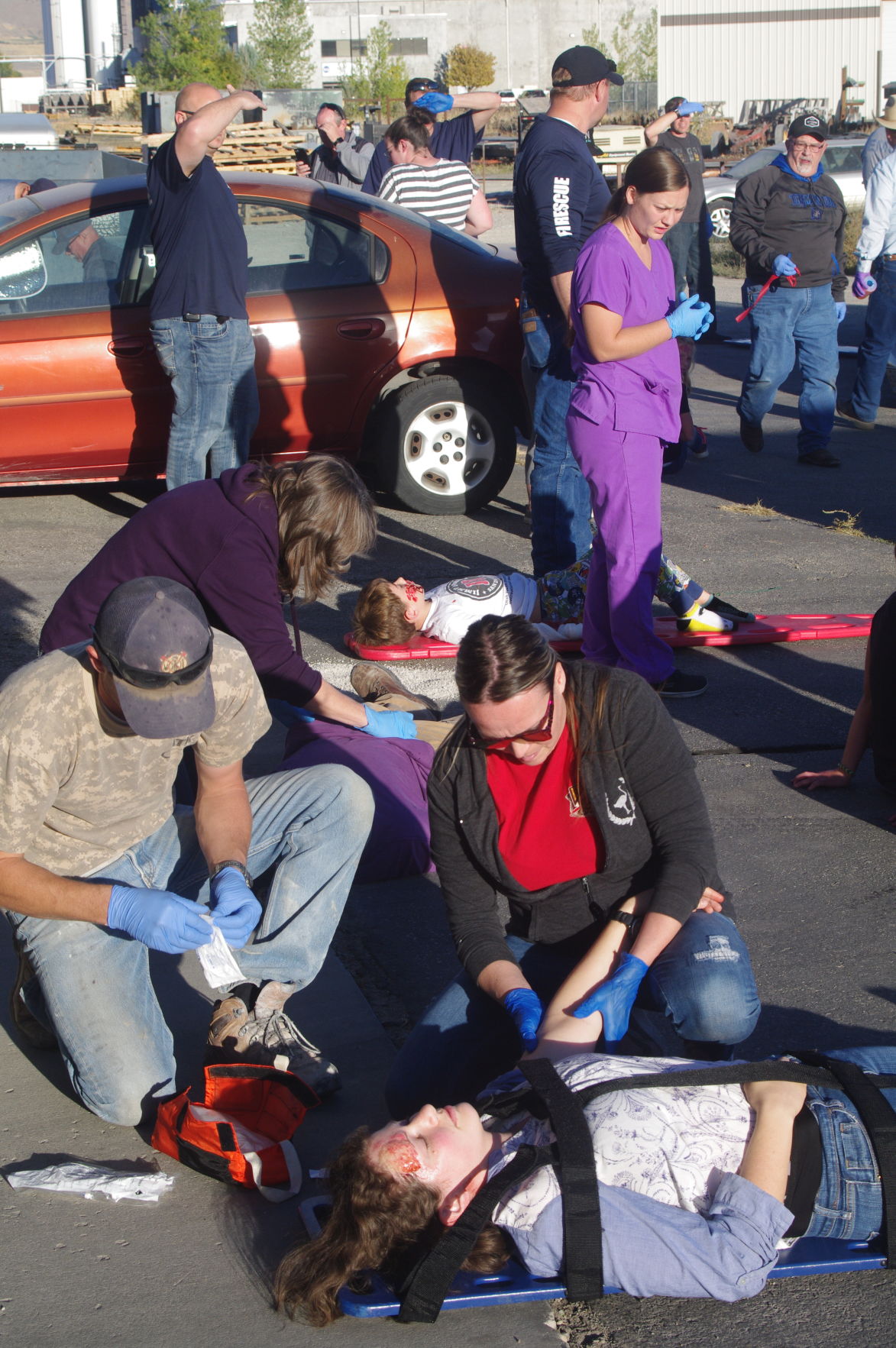 Getting ready for the real thing Mock accident drill helps EMTs sharpen lifesaving skills