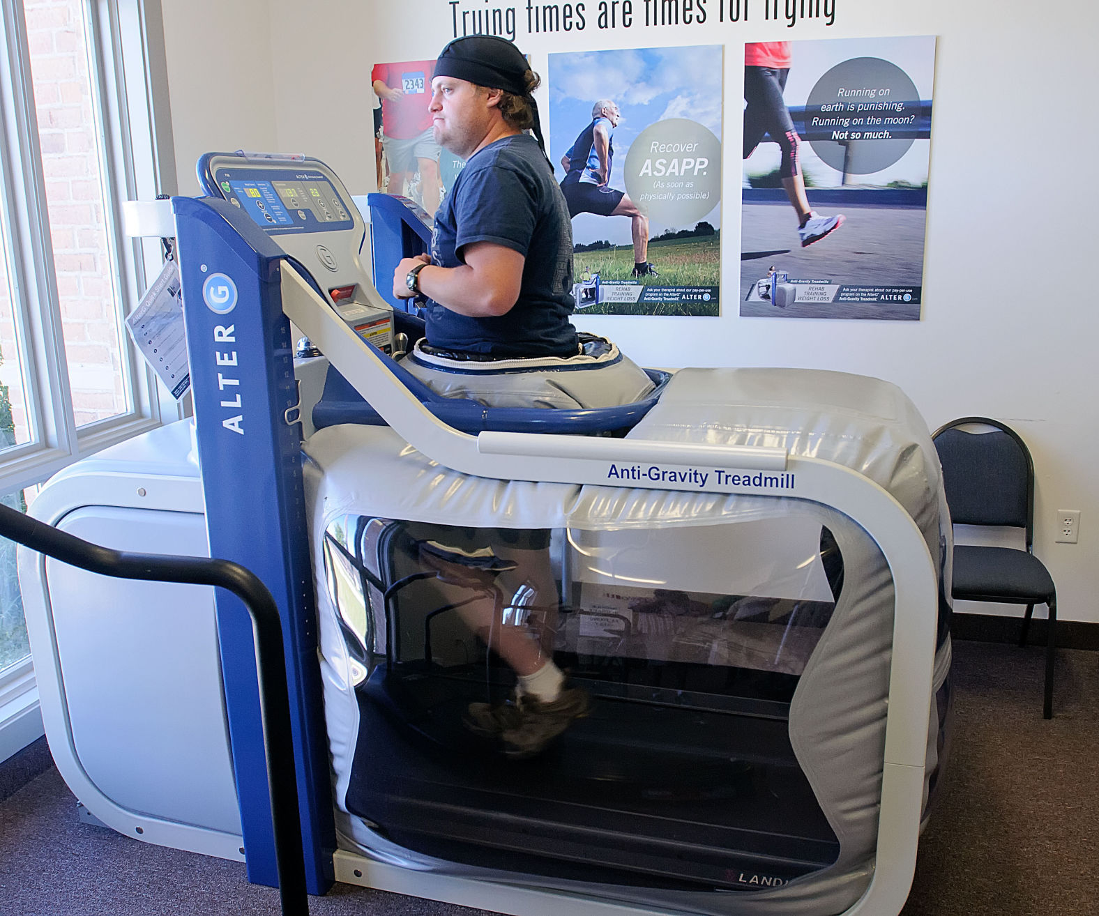 Walking on the moon Anti gravity treadmill provides physical