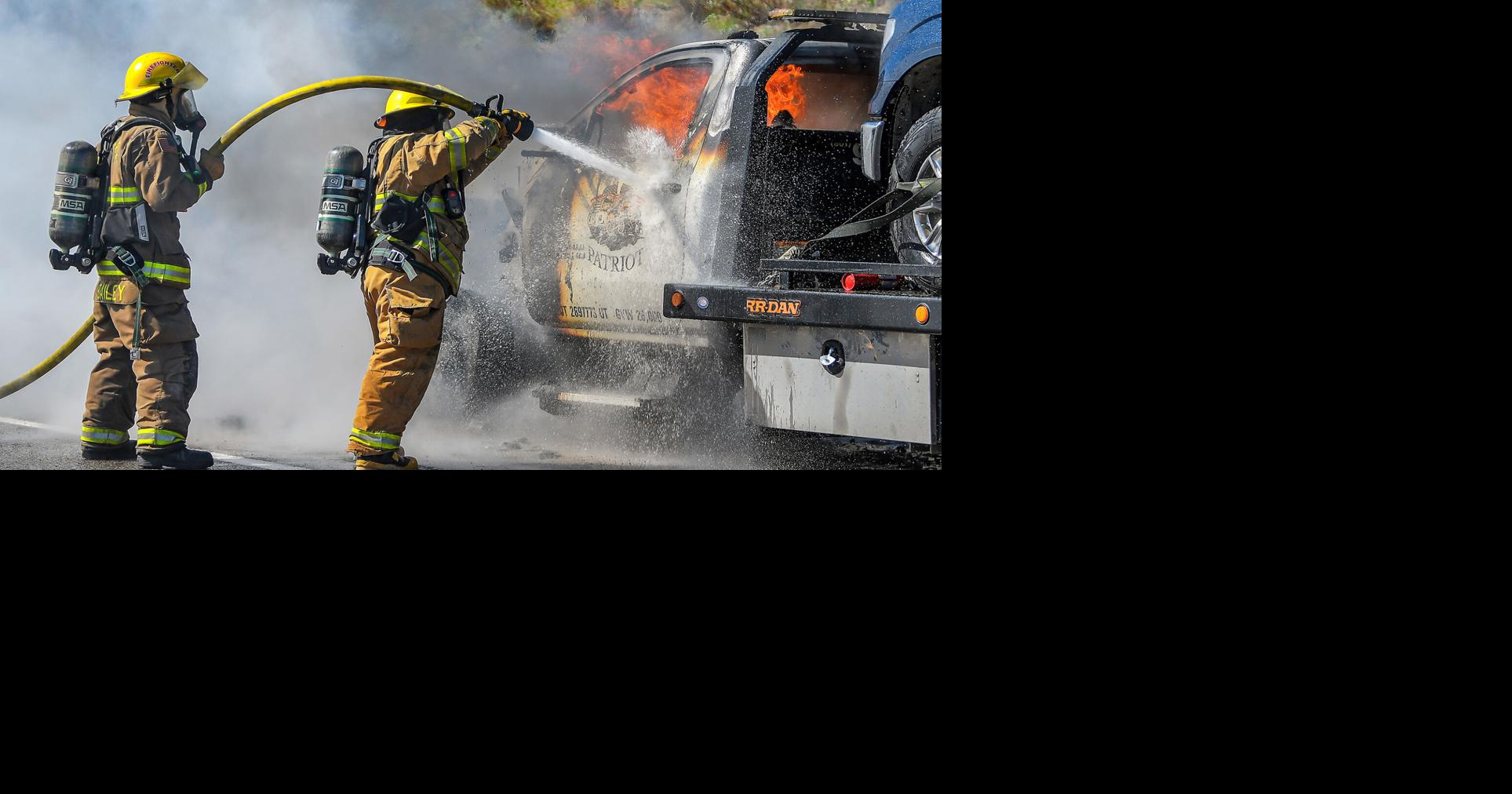Tow truck catches fire in Sardine Canyon, causing one lane closure