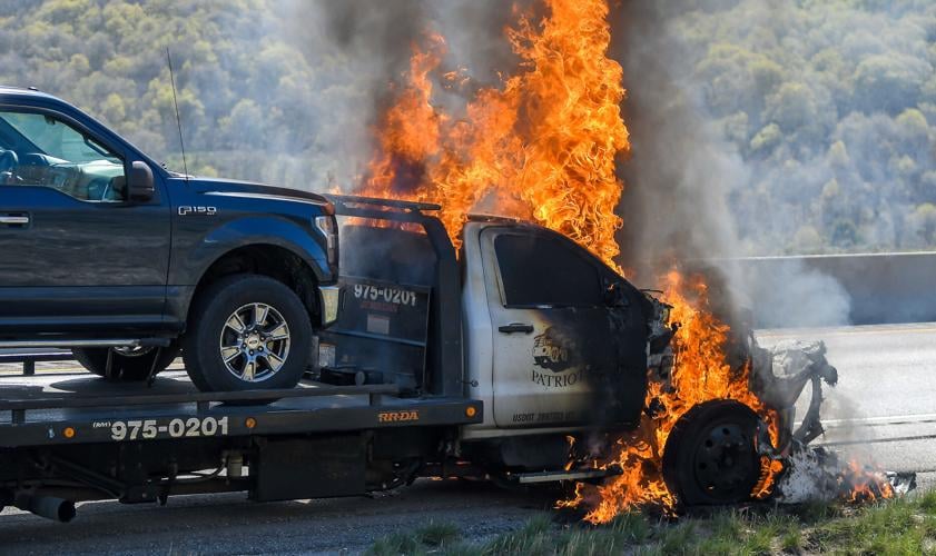 Tow truck catches fire in Sardine Canyon, causing one lane closure