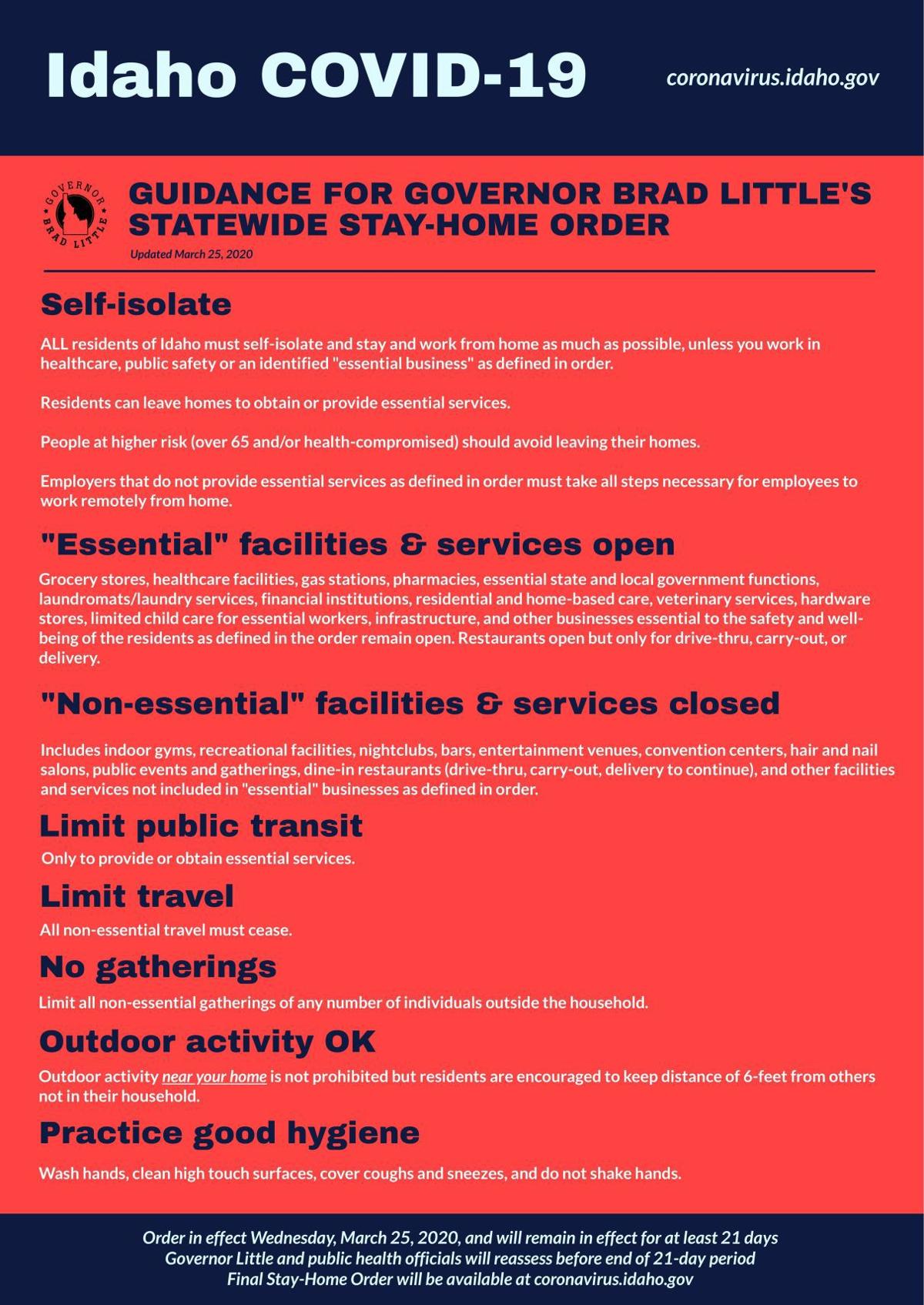 Governor Little Issues Statewide Stay Home Order Signs Extreme