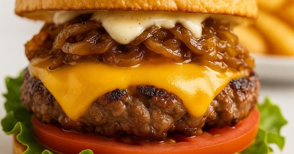 Gourmet Smash Burgers with Caramelized Onions & Garlic Aioli