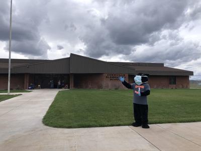 Panther greets students