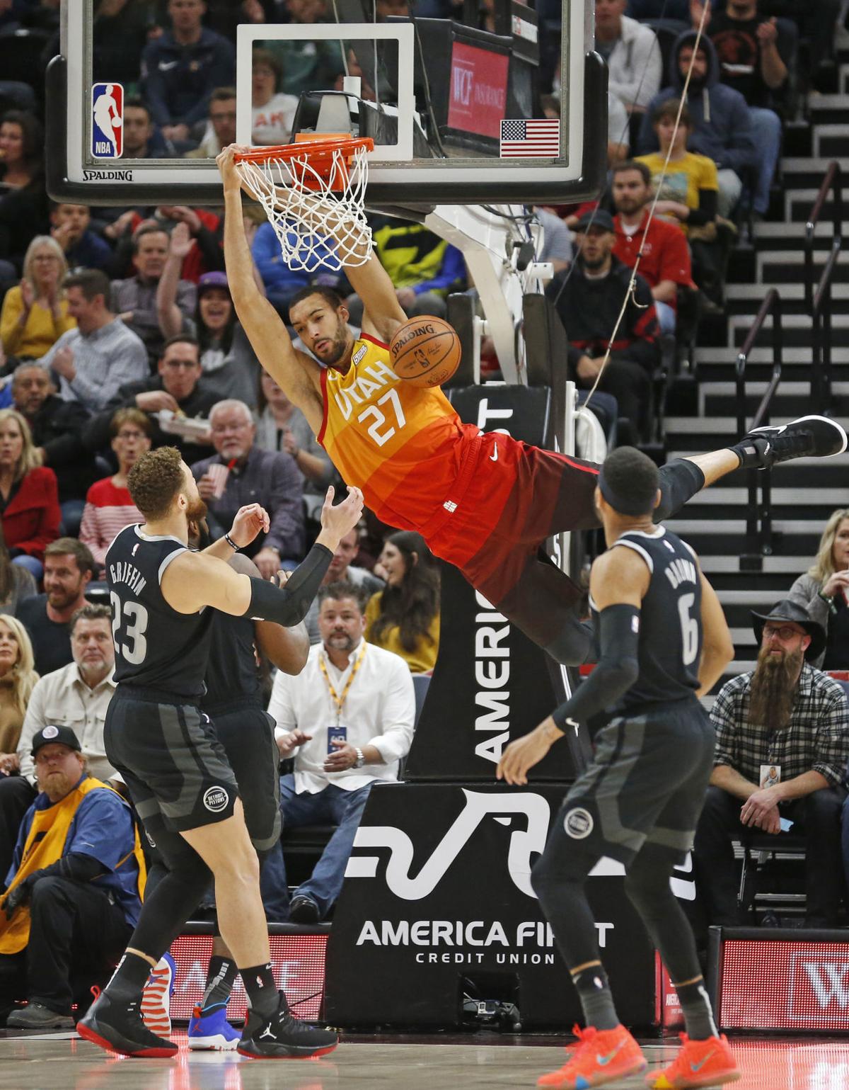 Gobert Grabs 25 Rebounds As Jazz Beat Pistons Utah Jazz Hjnews Com