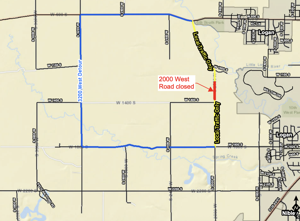 County says 2000 West closed through Thursday