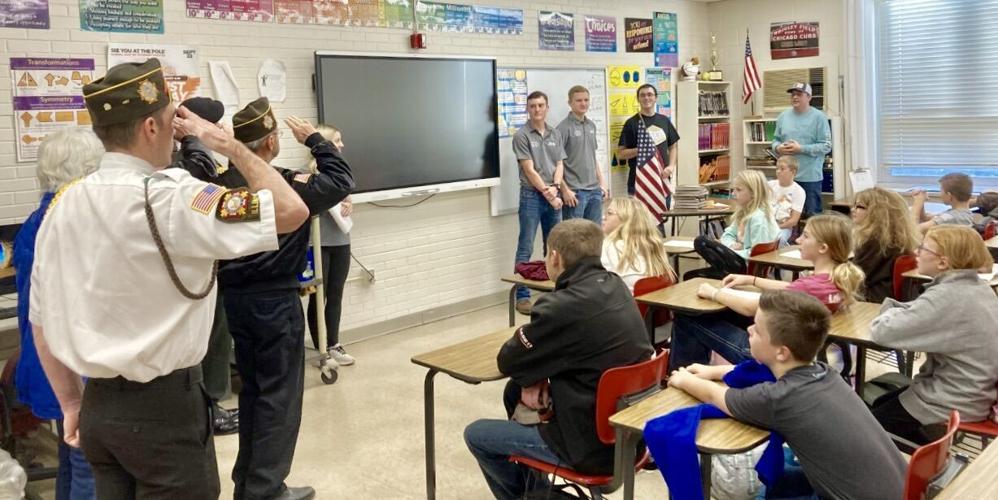 VFW, FFA members present new flag in classroom