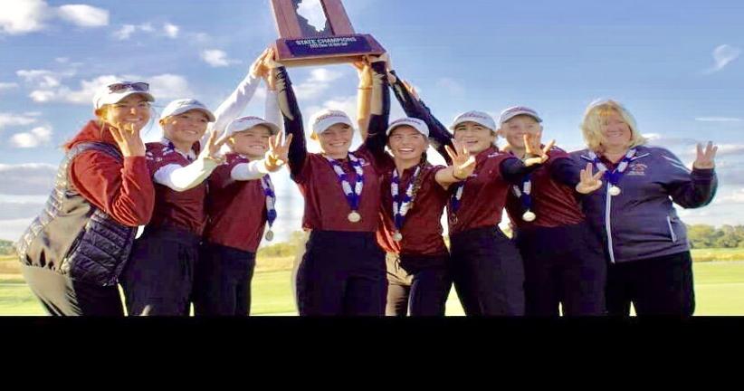 Mount Carmel golfers with third straight state championship trophy ...