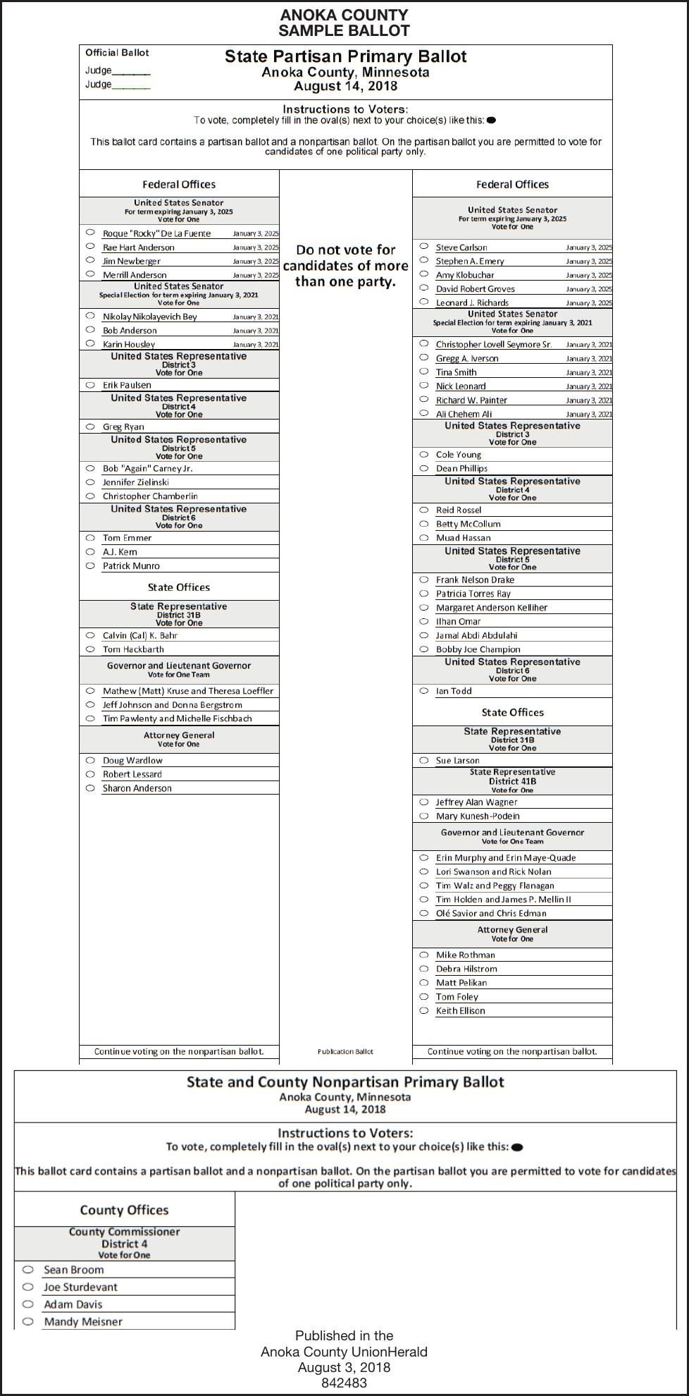 Anoka County Sample Ballot County