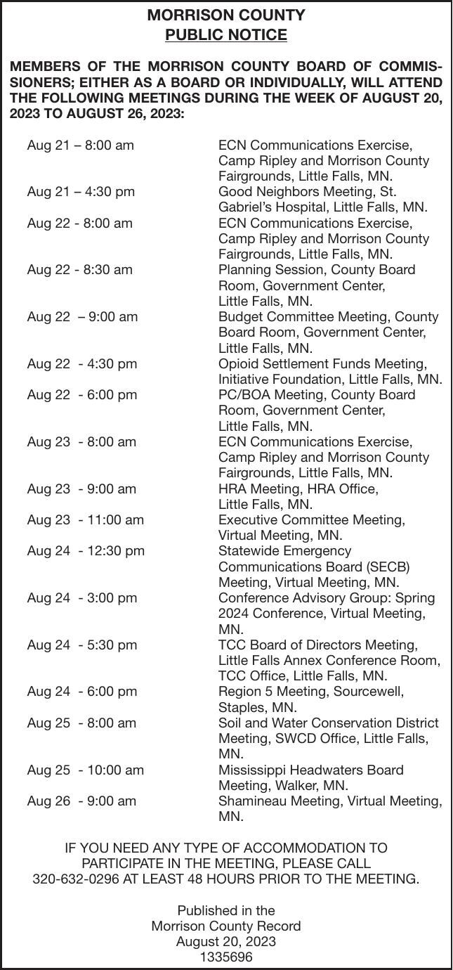 Aug 20-26 Meetings | County | hometownsource.com