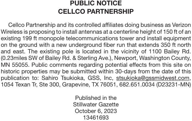 Cellco Partnership Newport | Public Notices | hometownsource.com