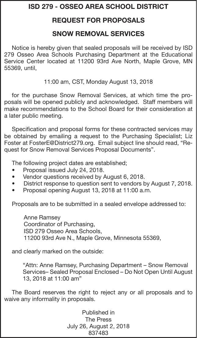 snow removal bids proposals hometownsource pdf community