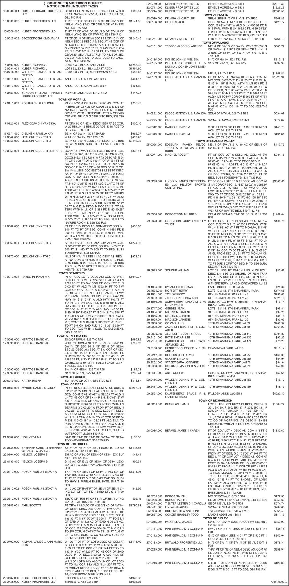 2018 Delinquent Taxes (2) Delinquent Tax List