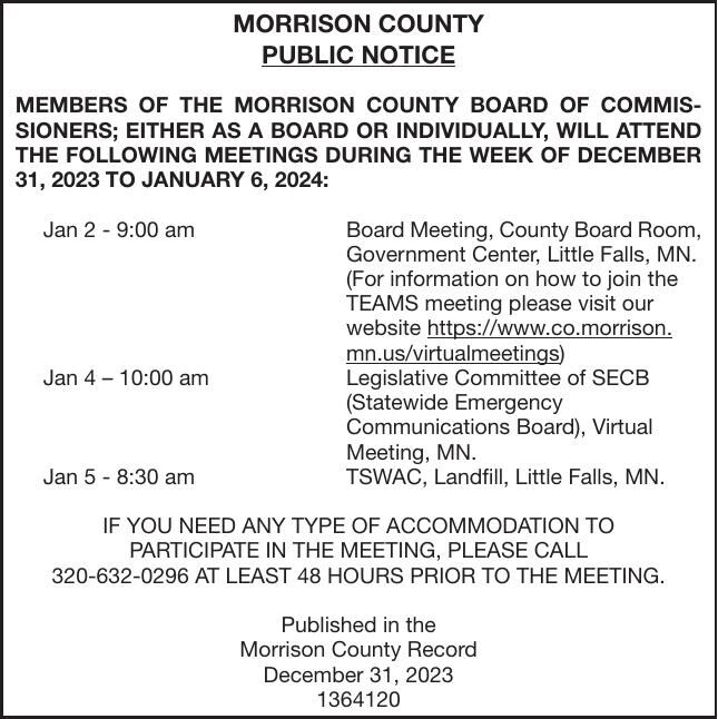 Dec 31Jan 6 Meetings County