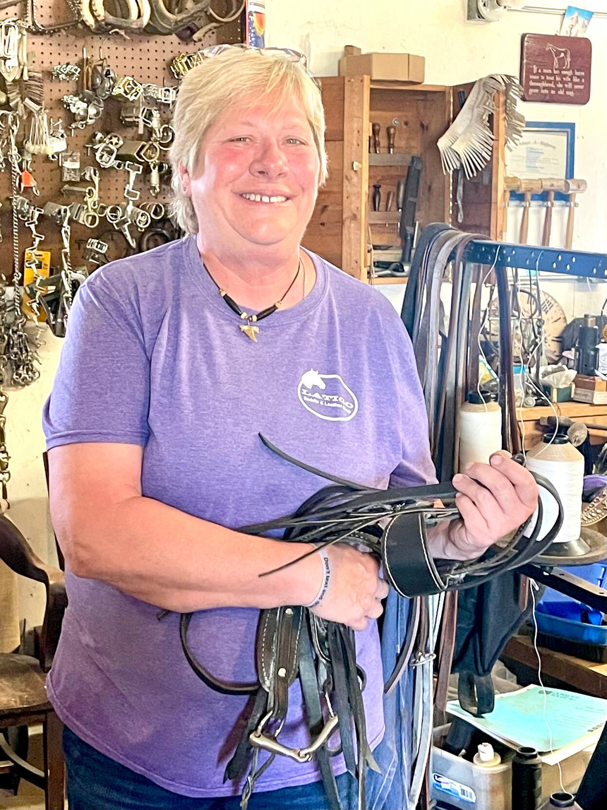 Aneurysm leads to start of leather shop for Little Falls woman