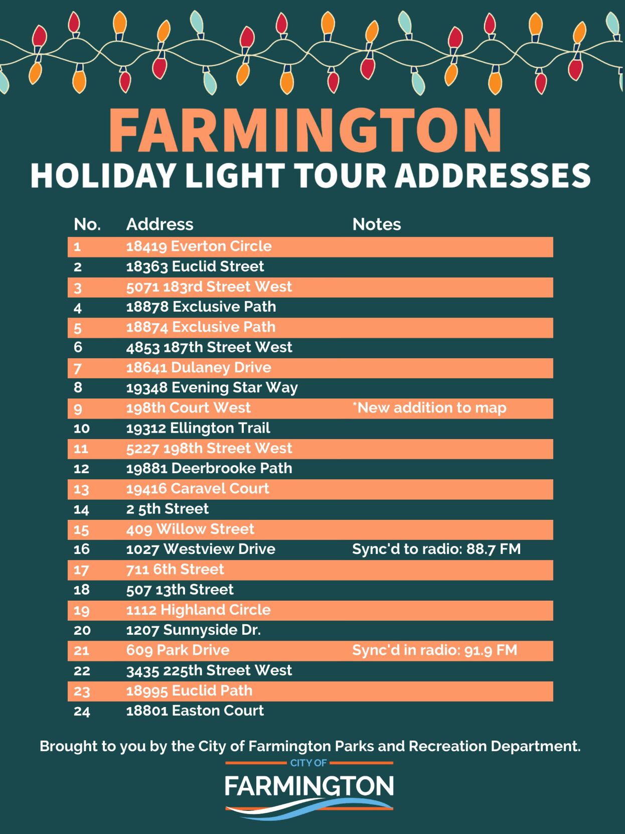 2021 Farmington Holiday Lights Tour