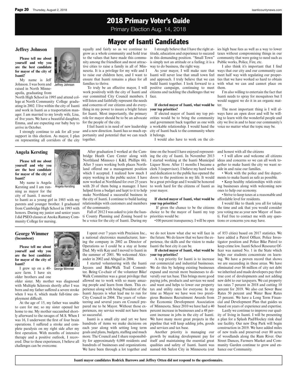 Mayor of Isanti candidates