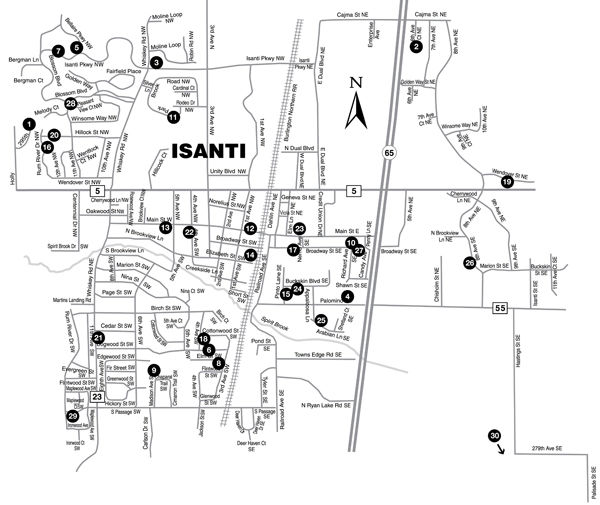Isanti County Parks Map
