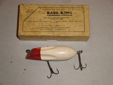 antique mn fishing lures MINNEAPOLIS, PAUL BUNYAN BAIT COMPANY LADY BUG VINTAGE LURE RED + WHITE Antique Fishing Lures - Early