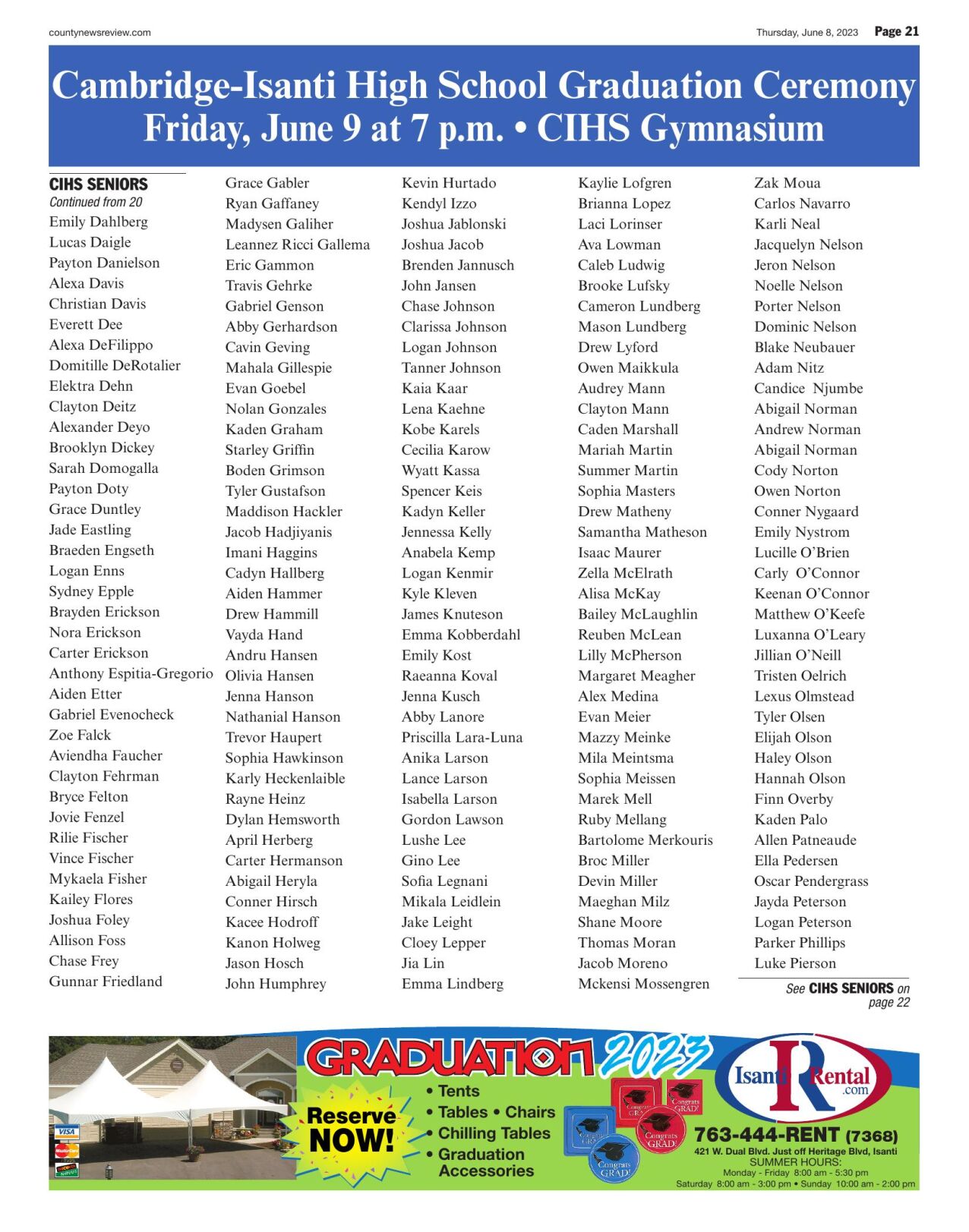 CambridgeIsanti Graduation 2023 Local News