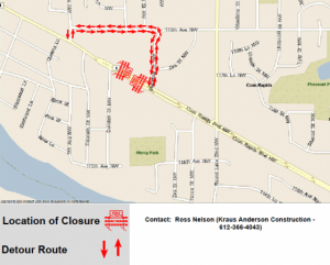 Coon Rapids Boulevard near Mercy Hospital will be closed this weekend