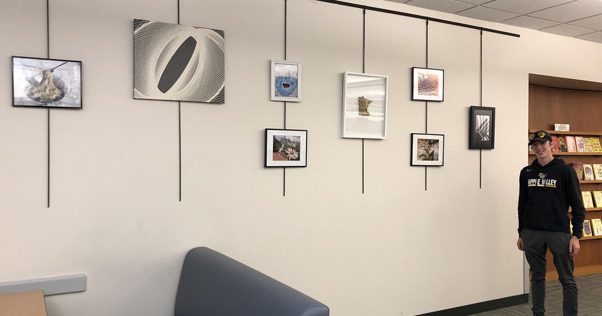 Burnhaven Library displaying Apple Valley student Apollo Oase's art