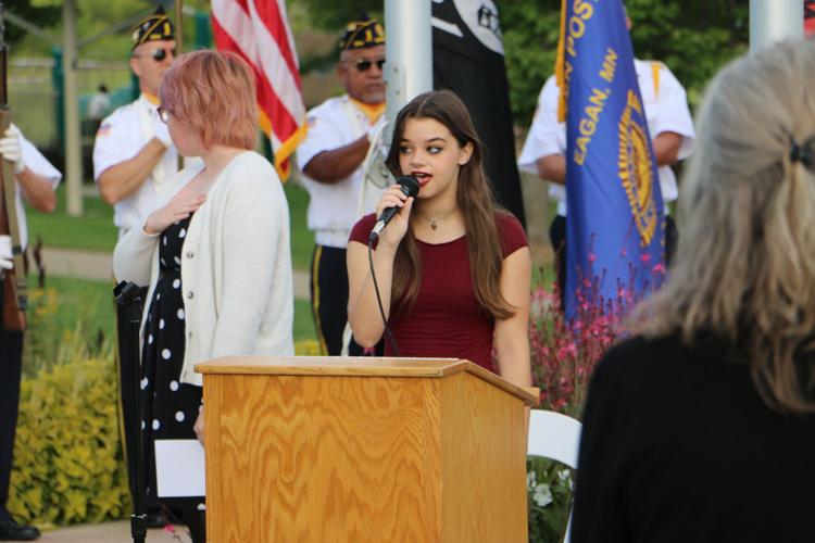 Maria Peterson sings National Anthem at ceremony