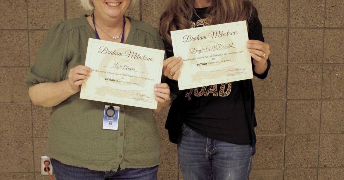 Braham Area Schools' employees recognized on last day of school Local