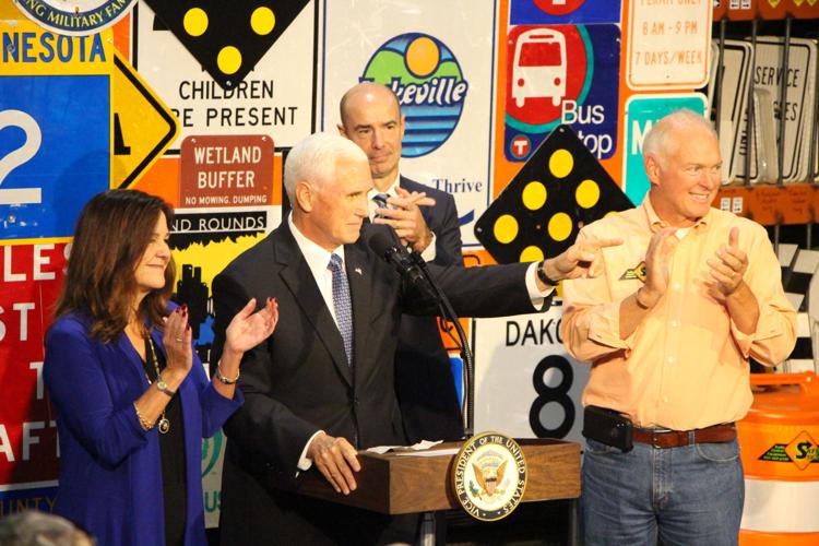 Pence mixes policy, politics Vice president talks trade, economy at