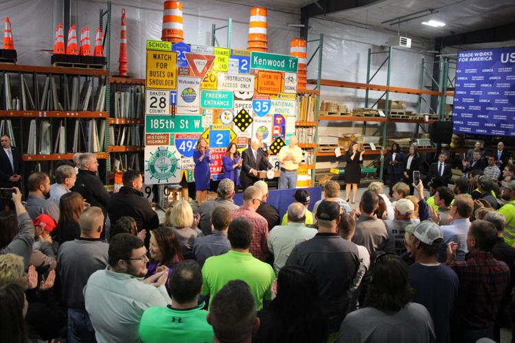 Pence mixes policy, politics Vice president talks trade, economy at