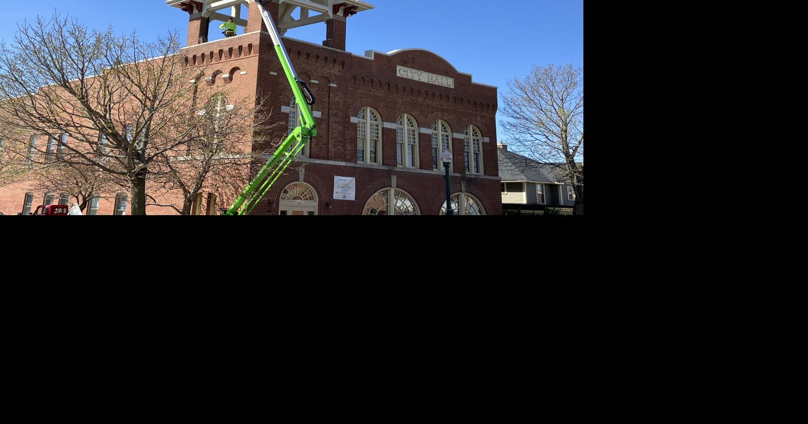 Downtown work underway, gutters added to bell tower