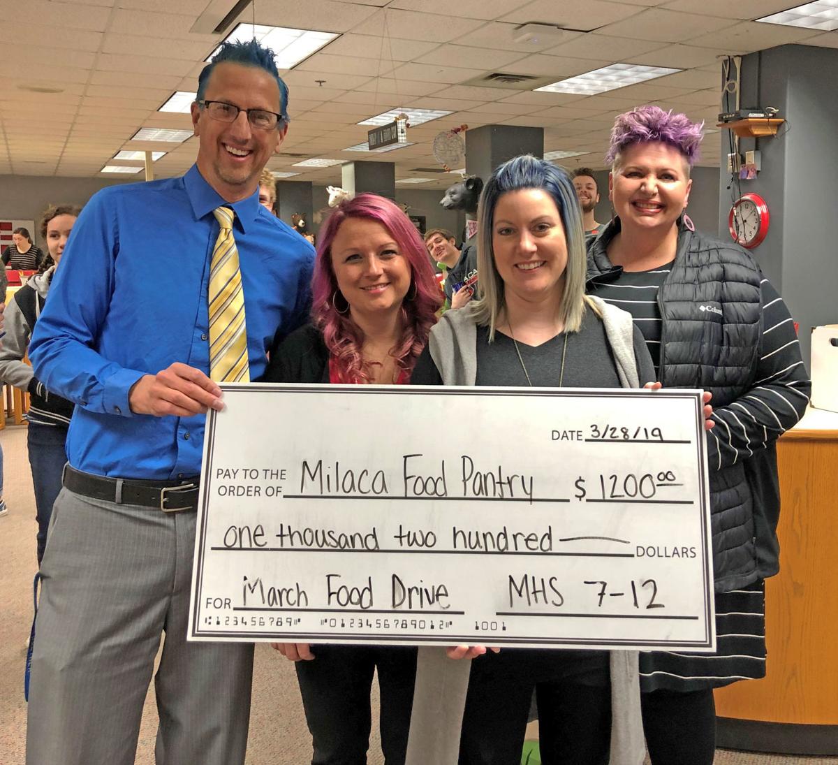 Milaca celebrates food pantry donation with wacky hair Free