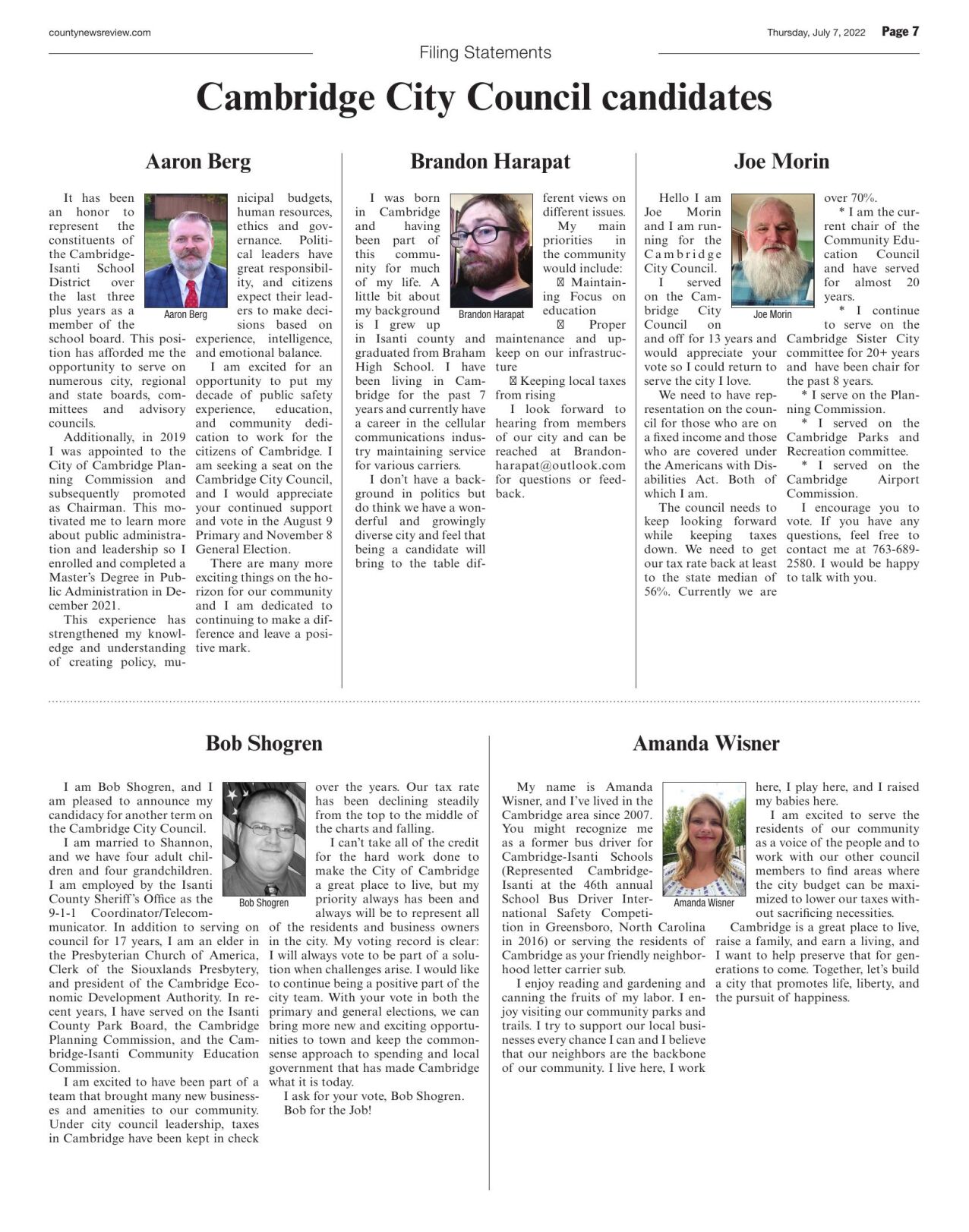 Cambridge City Council candidates, Local News