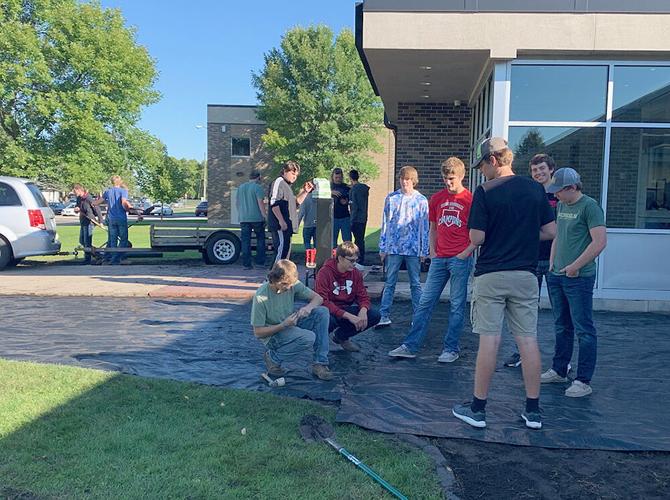 Students take the lead on landscaping project at Pierz High School
