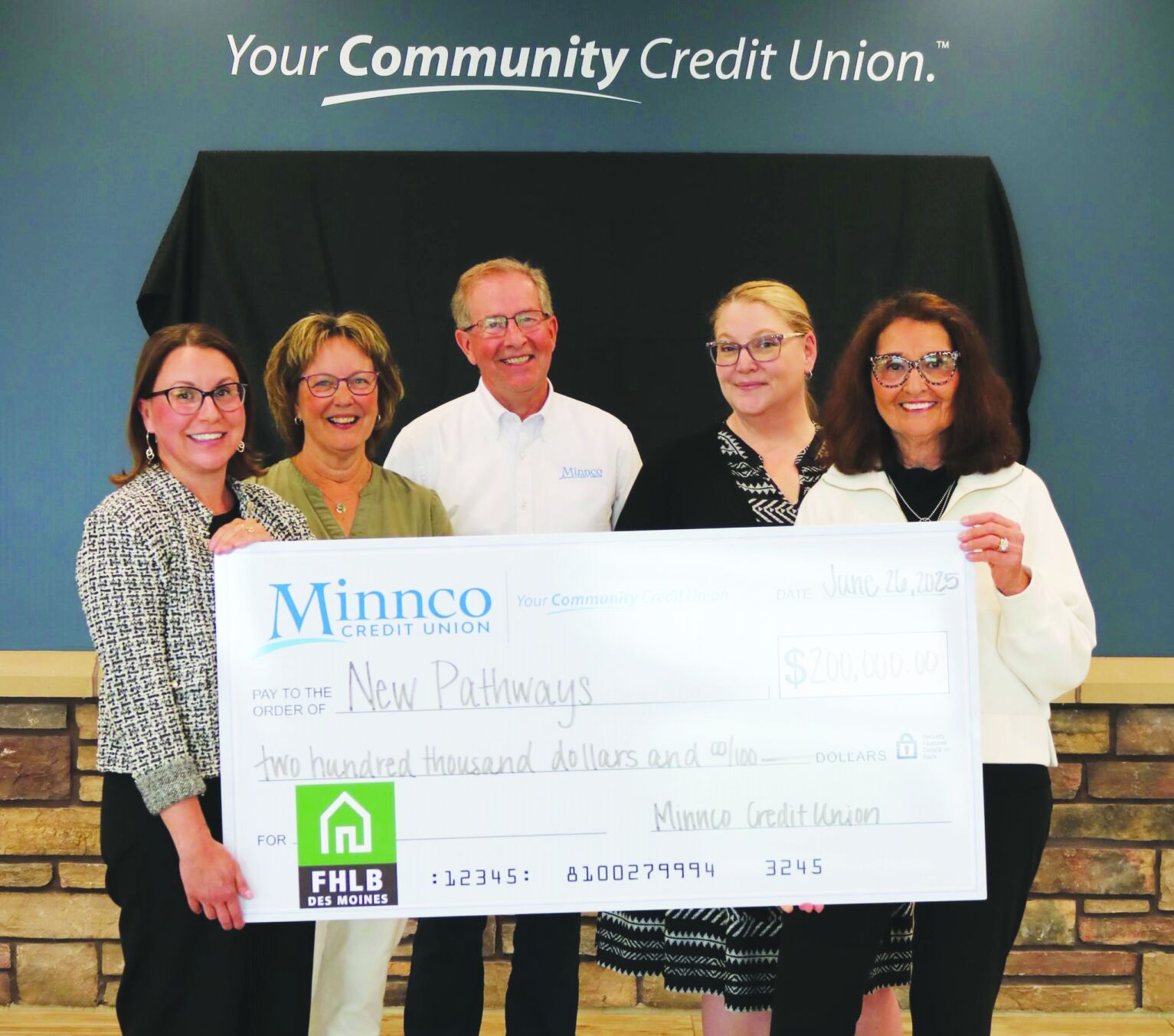 Minnco Check Examples Minnco Credit Union and FHLB Des Moines Award $200,000 to New Pathways ...