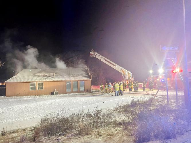 Elk River Fire on scene of commercial building fire on Highway 10 Elk