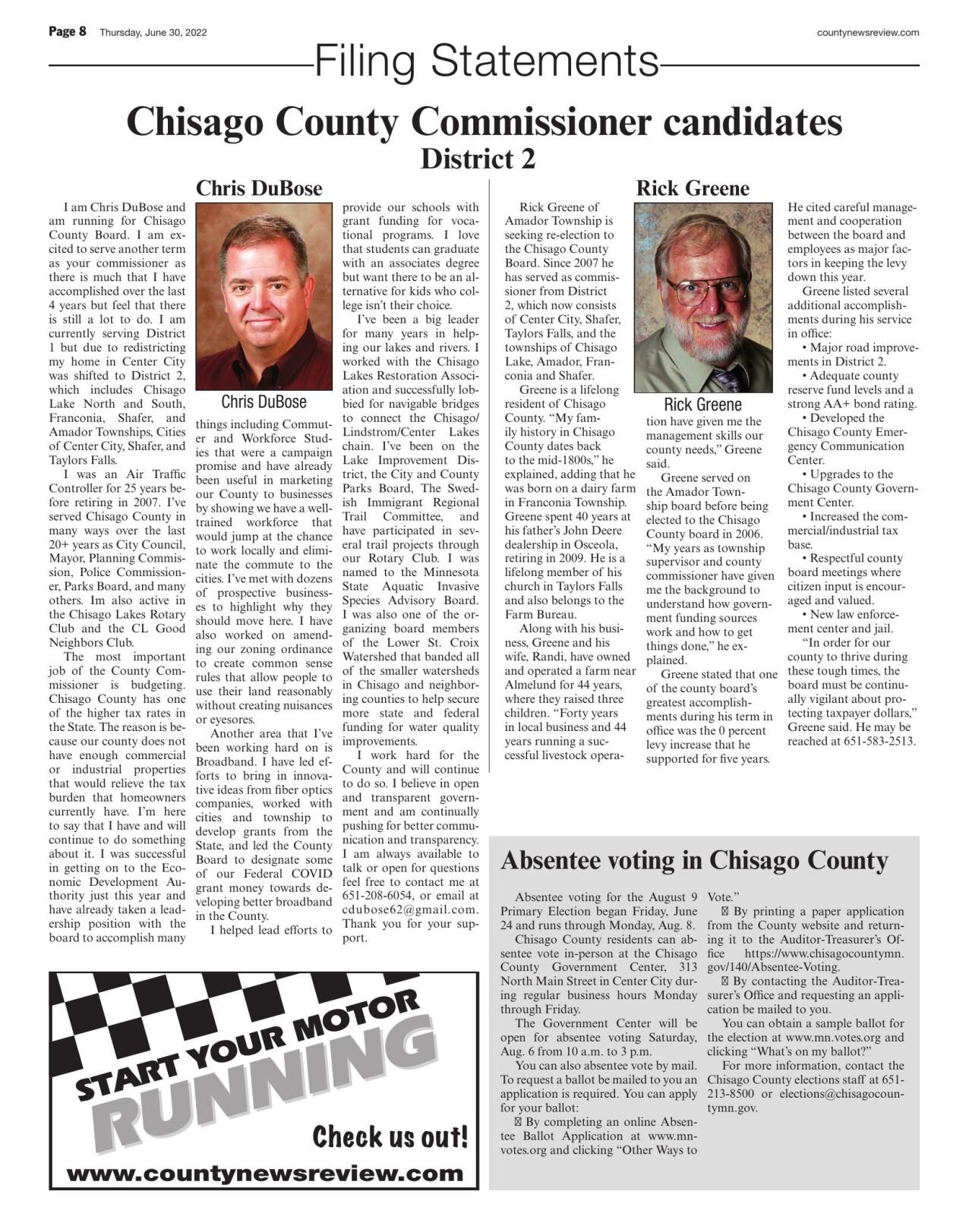 Chisago County Commissioner candidates
