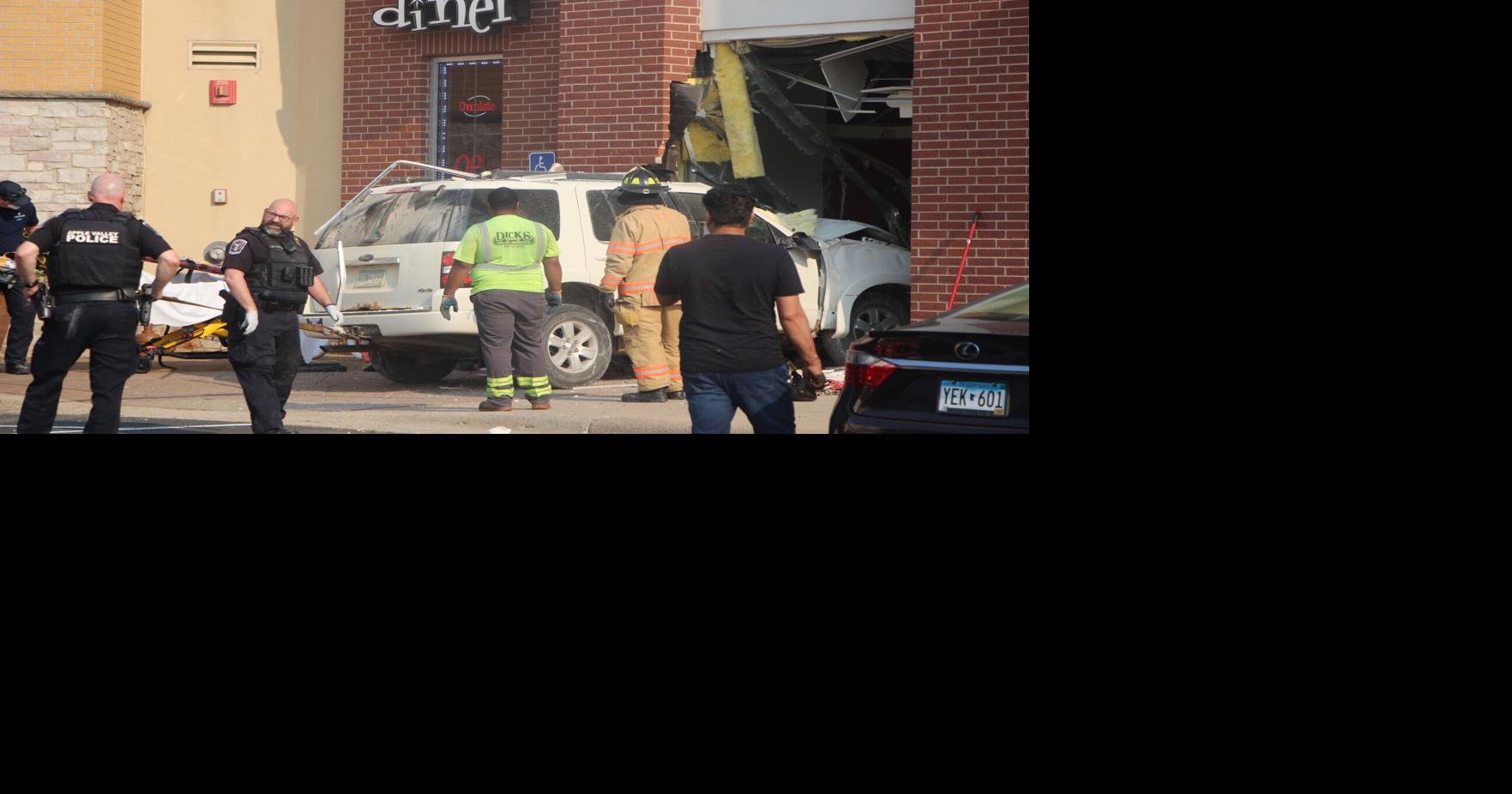 Vehicle drives through vacant office space in Apple Valley