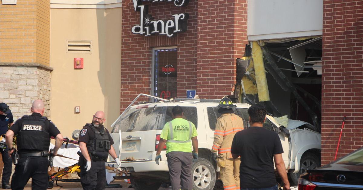 Vehicle drives through vacant office space in Apple Valley