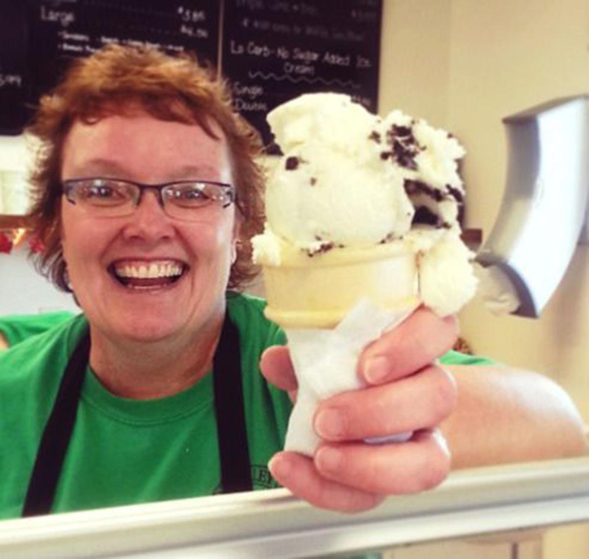 Lady with ice cream cone