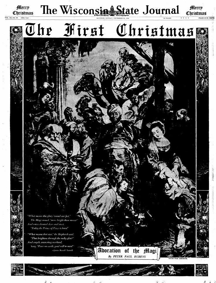 Wisconsin State Journal front page, Christmas 1938