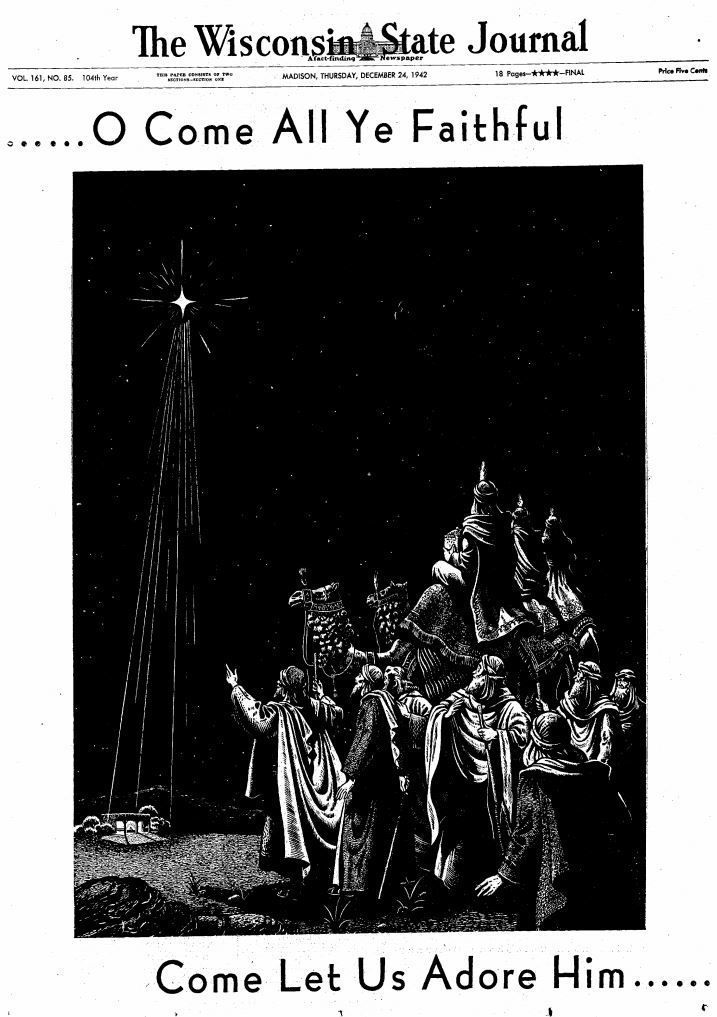 Wisconsin State Journal front page, Christmas 1942