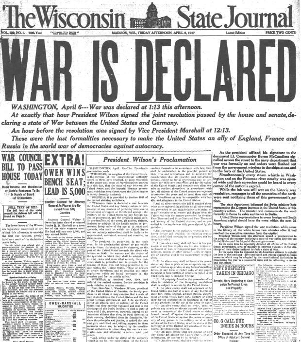 Pages from history Apr. 6, 1917 : Madisondotcom