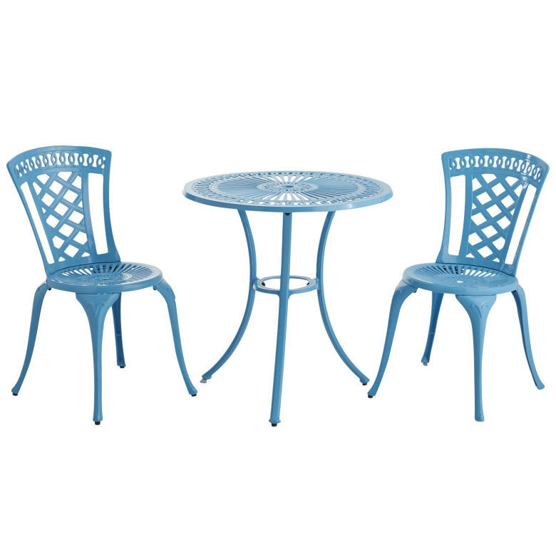 Bright Ideas For Outdoor Furniture Lifestyles Host Madison Com A Neely Bistro Set In Pretty Blue Adds An Unexpected Fun Color To Patio Or Small Balcony
