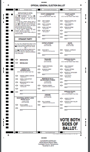 Sample ballot | Local | huntingdondailynews.com